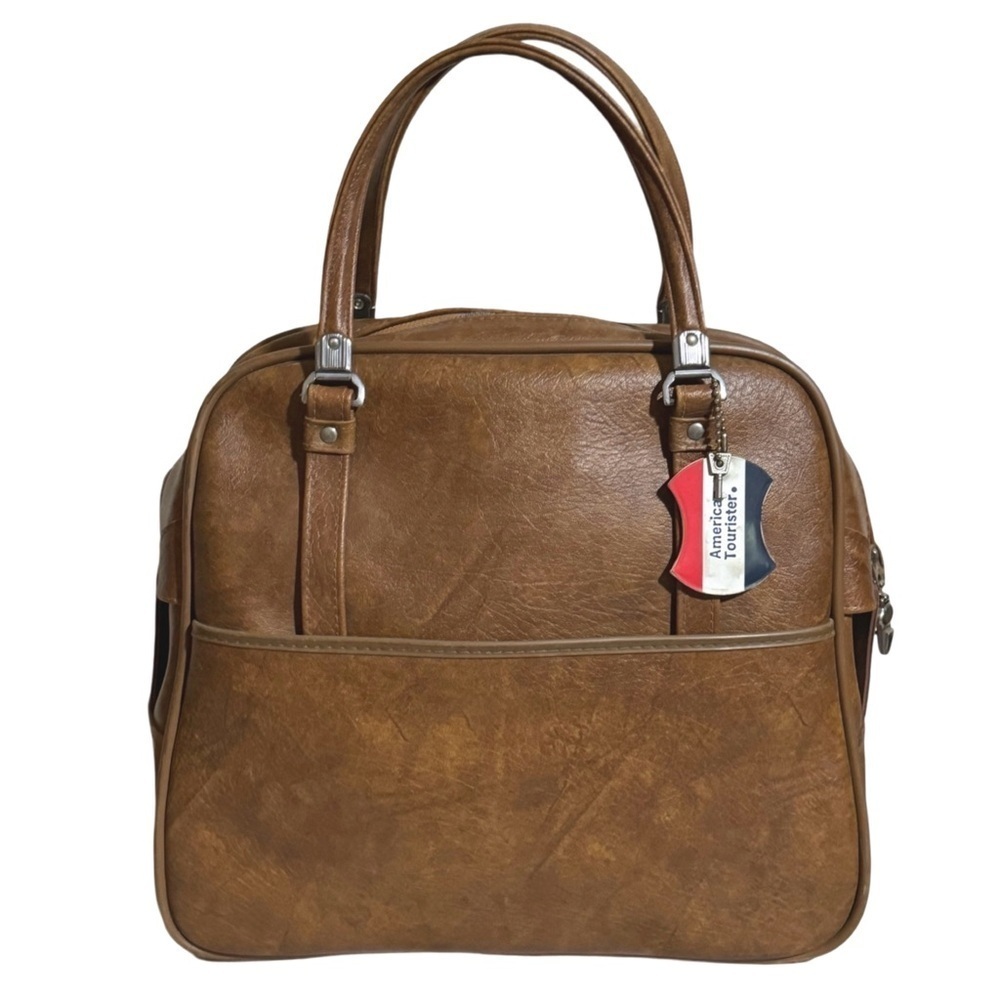 American Tourister Vintage Camel Leather Carry-On Bag Luggage Overnight